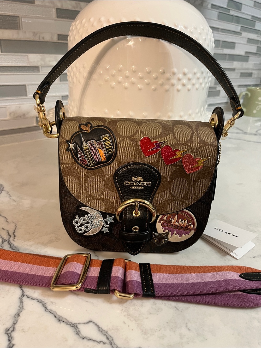 Coach Kleo Two Way Signature Patchwork Crossbody